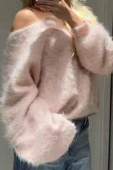 Soft Cozy Off-the-Shoulder Solid Sweater