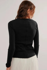 Slim Long Sleeve Ribbed Cardigan