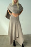 Asymmetric Ribbed Knit Crop Top Matching Skirt Set