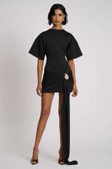 Ruched Tie Detail Bodycon Midi Dress