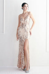 Intricate Beadwork Figure Hugging Gown Formal Dress