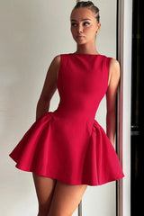 Solid Sleeveless Backless Bodycon Cocktail Dress