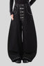 Deep Wash Draped Wide Leg Denim Jeans