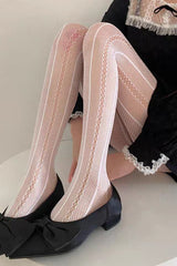 Black Lace Sheer Striped Fishnet Tights