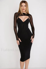 Beatrice Corset Stylish Midi Dress XS / Black