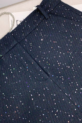 Embroidered Tweed Back Vent Skirt