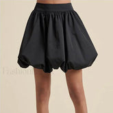 Belted Denim Puffball Skirt