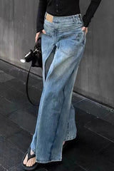 Y2K Vintage Reversible Deconstructed Wide Leg Jeans