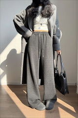 Plush Wool Draped Wide Leg Knit Pants