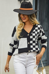 Plaid Panel Plus Size Christmas Cardigan