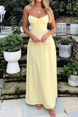 Elegant Tied Waist A Line Solid Color Prom Dress