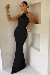 Bianca Cross Over Charming Halter Neck Dress