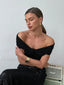 Black Crop Off Shoulder T Shirt Black / S