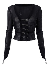 Black Mesh Safety Pin Cardigan Black / S Sweaters