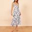 Blue Floral Tie Strap Midi Dress Blue / S