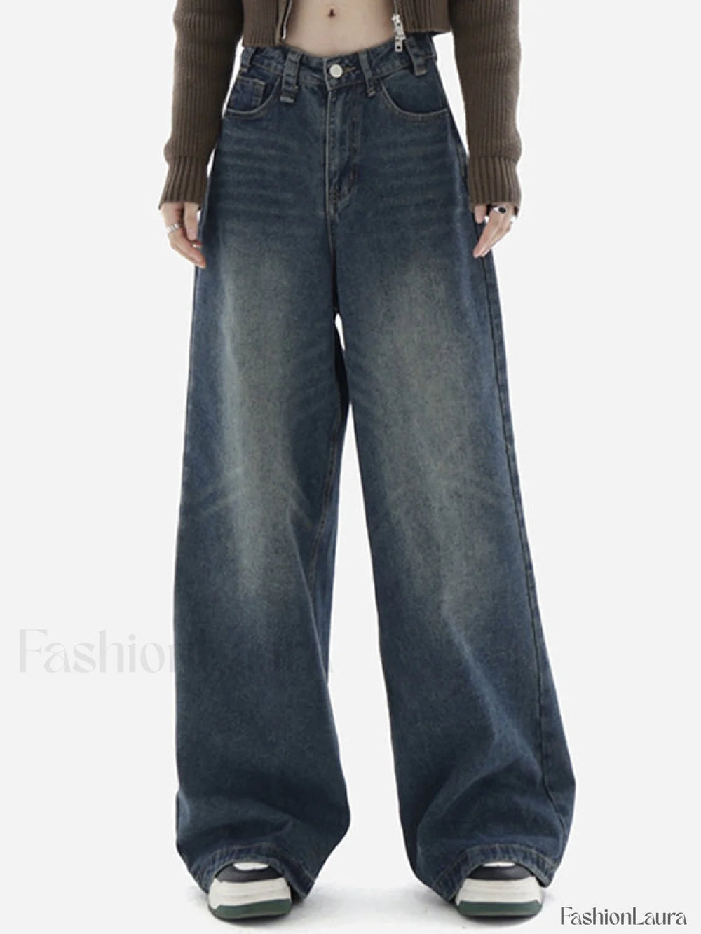 Blue Wash Baggy Boyfriend Jeans Blue / S Boyfriend Jeans