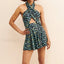 Bohemian Cross Strap Floral Dress 02 Green / S