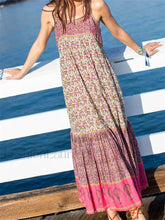 Bohemian Floral Strap Maxi Dress pink / S