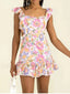 Boho Floral Backless Mini Dress Pink / S