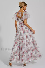 Braylee Purple Stylish Floral Ruched Set