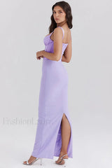 Breeze Orchid Satin Charming Corset Maxi Dress