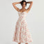 Breezy Floral Printed Lace Up Back Tie String Slit Midi Sundress Pink S / Pink Sun Dresses