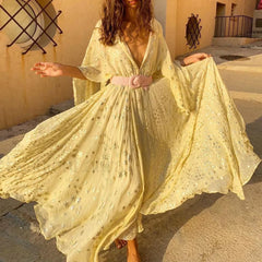 Bronzing Star Print Boho Dress