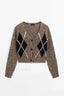 Brown Diamond Knit Cardigan Brown / S