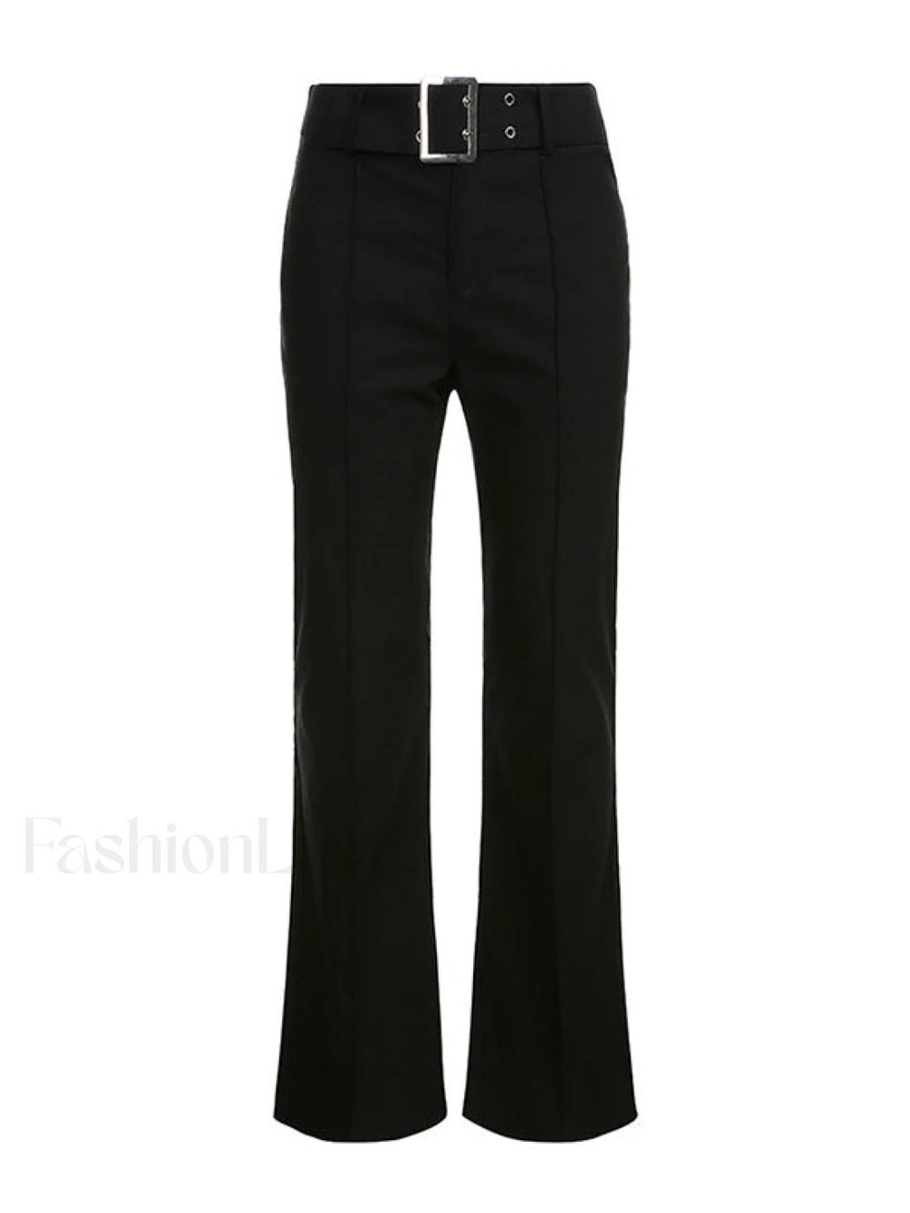 Buckle Belted Flare Leg Pants Flare Leg Pants