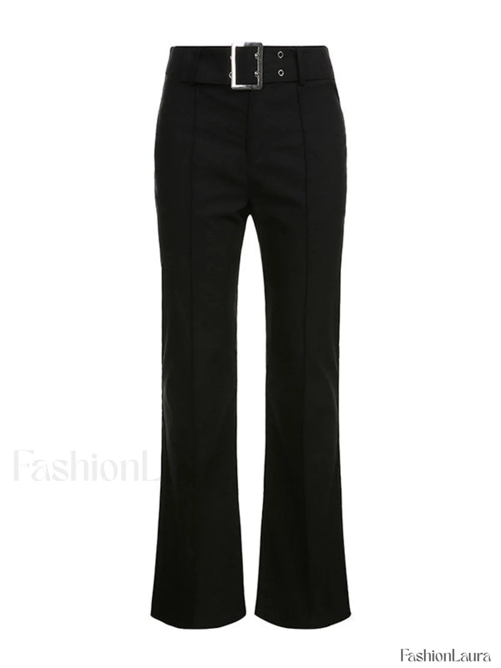 Buckle Belted Flare Leg Pants Flare Leg Pants