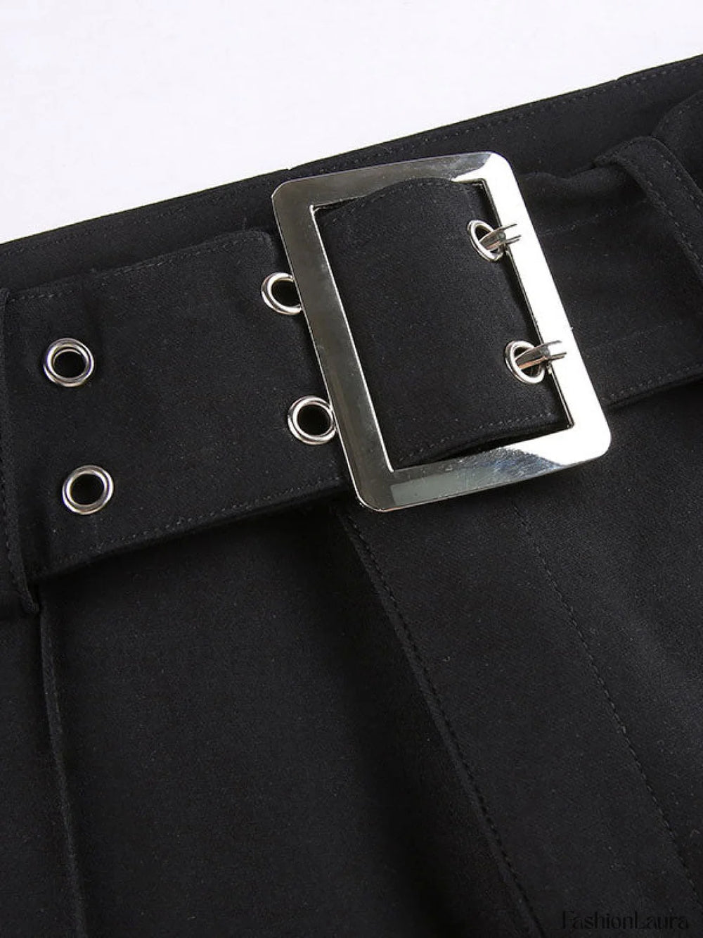 Buckle Belted Flare Leg Pants Flare Leg Pants