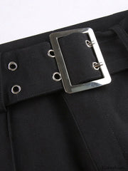 Buckle Belted Flare Leg Pants Flare Leg Pants