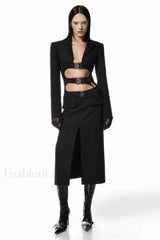 Buckle Detail Top Charming + Skirt Set