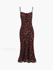 Bulgarian Roses Floral Trendy Cami Long Dress Dresses