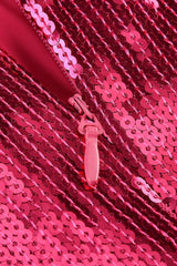 Burgundy Ruched Stylish Sequined Maxi Dress