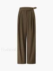 Business Casual Belted Trendy Straight Leg Dress Pants Pants