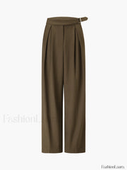 Business Casual Belted Trendy Straight Leg Dress Pants Pants