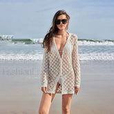 Butterfly Tassel Crochet Cover Up Beige Dress / S