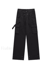 Buttoned High Waisted Cargo Pants Cargo Pants