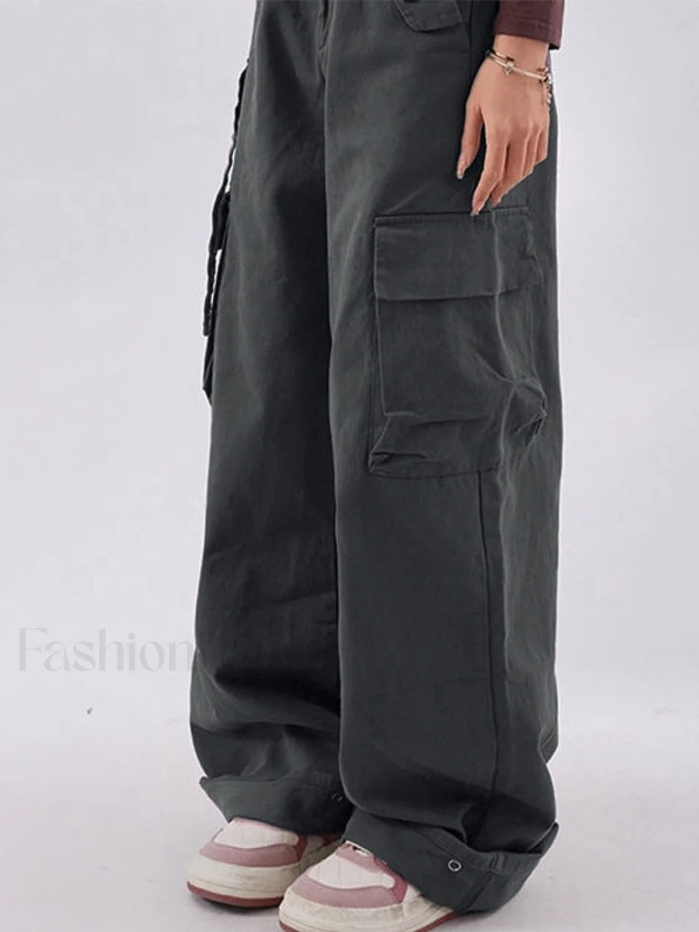 Buttoned High Waisted Cargo Pants Cargo Pants