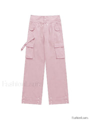 Buttoned High Waisted Cargo Pants Cargo Pants