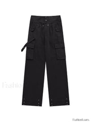 Buttoned High Waisted Cargo Pants Cargo Pants
