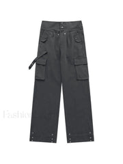 Buttoned High Waisted Cargo Pants Cargo Pants