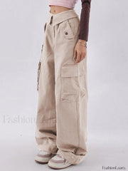 Buttoned High Waisted Cargo Pants Cargo Pants