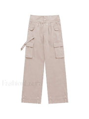 Buttoned High Waisted Cargo Pants Cargo Pants