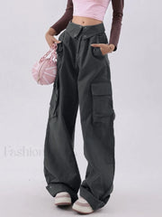 Buttoned High Waisted Cargo Pants Cargo Pants