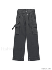 Buttoned High Waisted Cargo Pants Cargo Pants