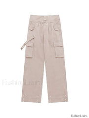 Buttoned High Waisted Cargo Pants Cargo Pants