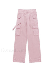 Buttoned High Waisted Cargo Pants Cargo Pants