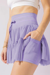 Pleated Tie High Waist Short Skirt